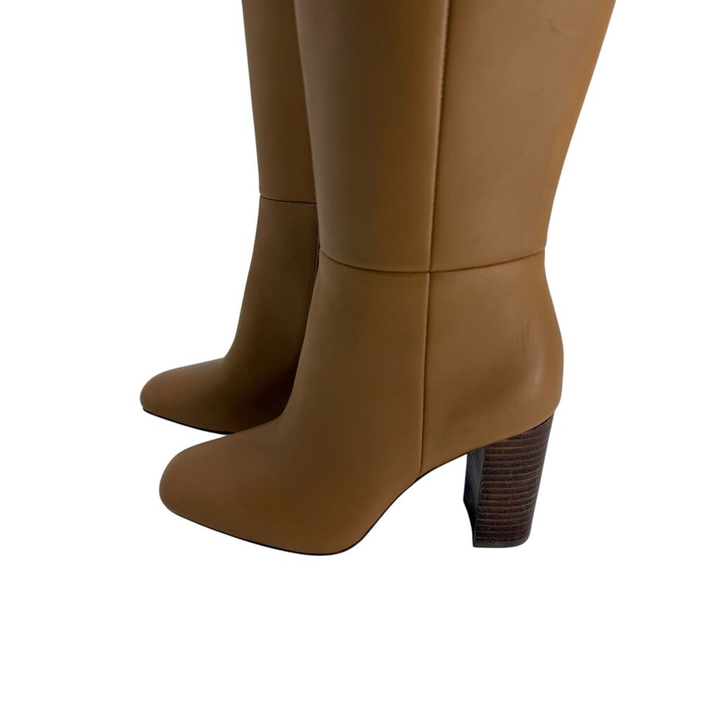 Paige Tan Camel Leather Keely Knee High Block Heel Boots Womens 7 - Picture 3 of 10